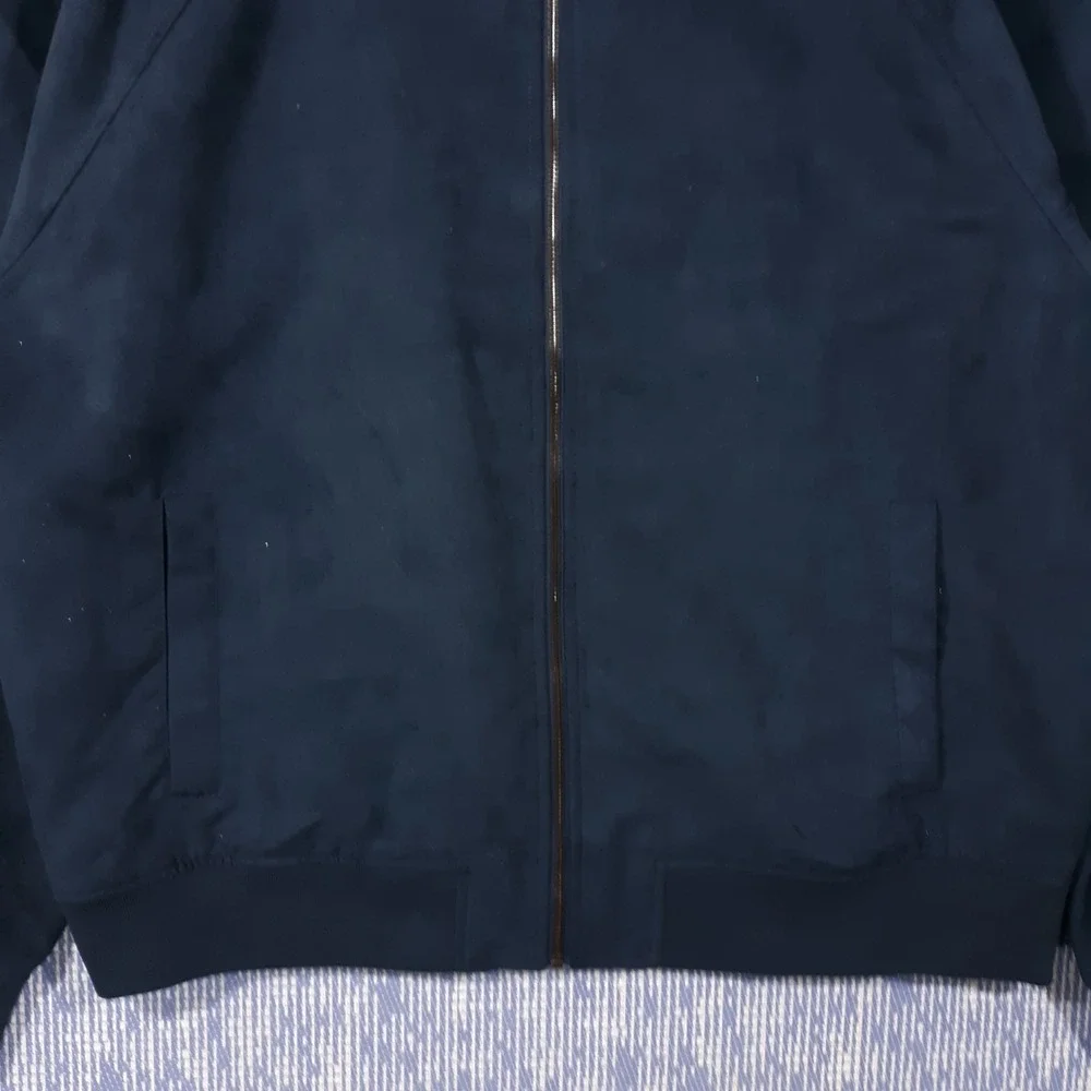 Banana Republic Bomber Faux Suede Vegan Lined Jacket Mens Size XL Blue